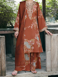 Brown Cambric 3Pc Stitched - AWP-3PS-945