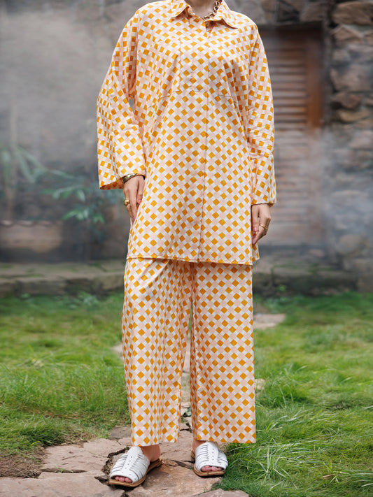Mustard Cotton Co-Ord Set - AWP-2PS-SLKS-1060