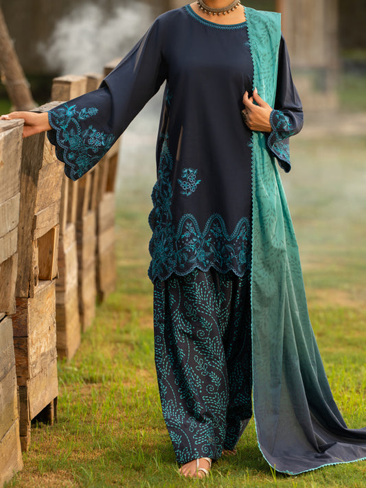 Blue Cotton Lawn 3Pc Stitched - AWP-3PS-953