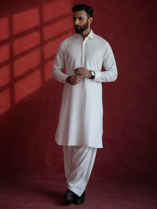 White Kameez Shalwar - ALWA-KS-681