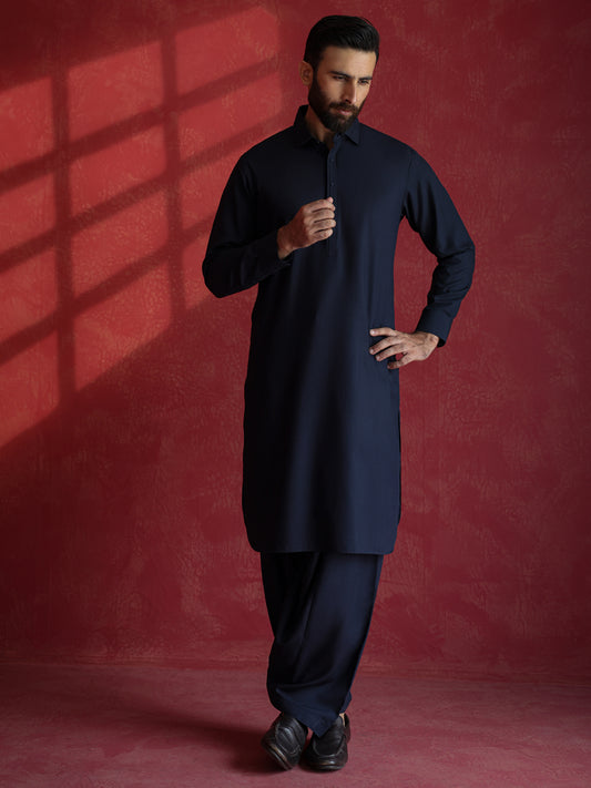 Dark Blue Kameez Shalwar - ALWA-KS-692
