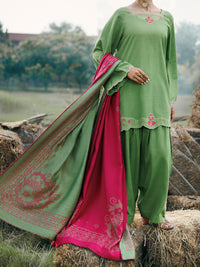 Parrot Green Cotton Slub Stitched 3Pc - AWP-3PS-970