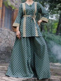 Green Cotton Co-Ord Set - AWP-2PS-SLKS-1052