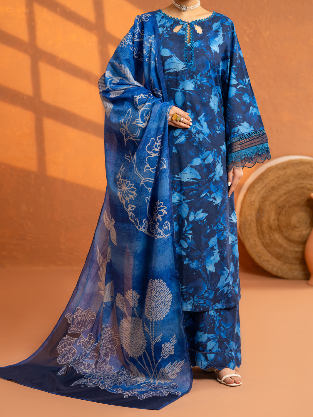 Blue Cambric 3Pc Stitched - AWP-3PS-933