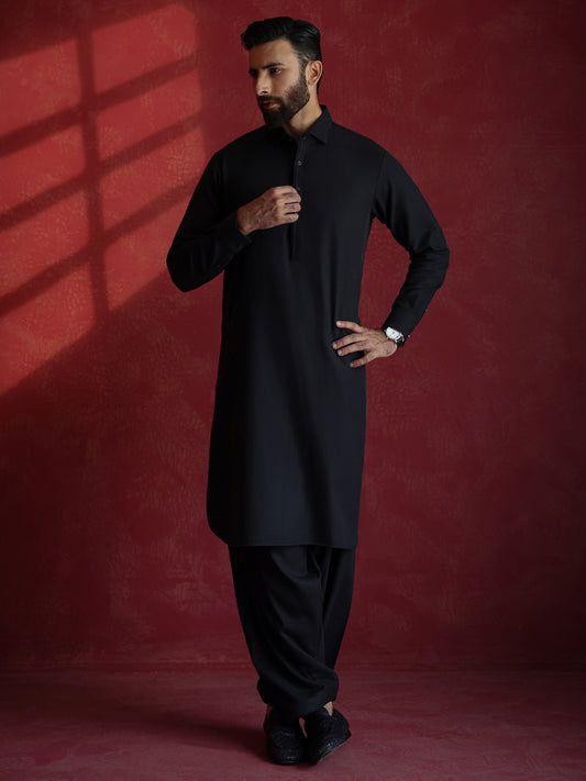 Black Kameez Shalwar - ALWA-KS-684
