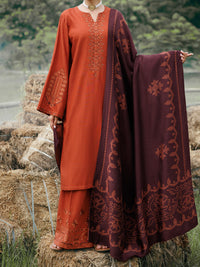 Rust Cotton Slub 3Pc Stitched - AWP-3PS-971