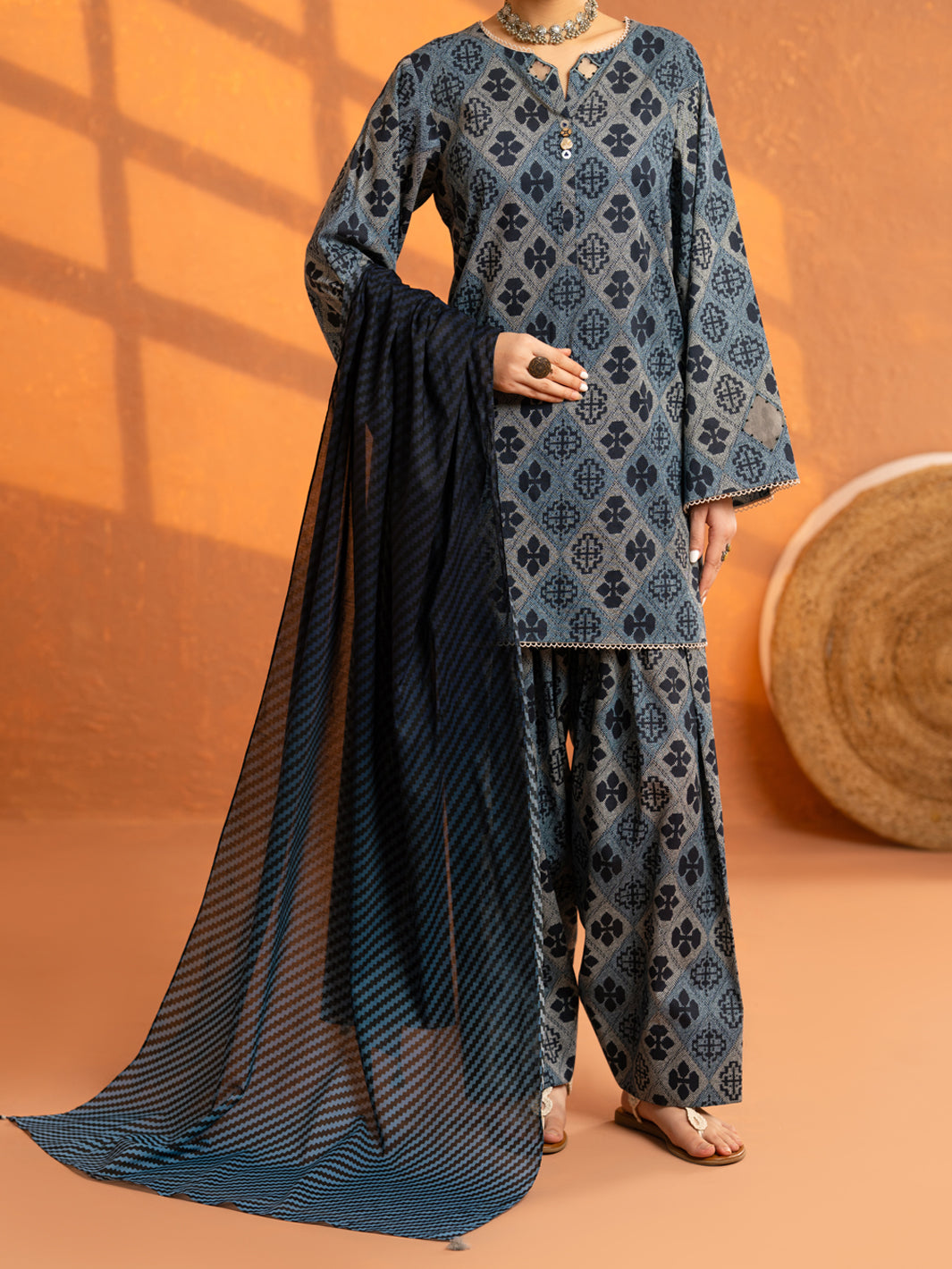 Blue Cambric Stitched 3Pc - AWP-3PS-936