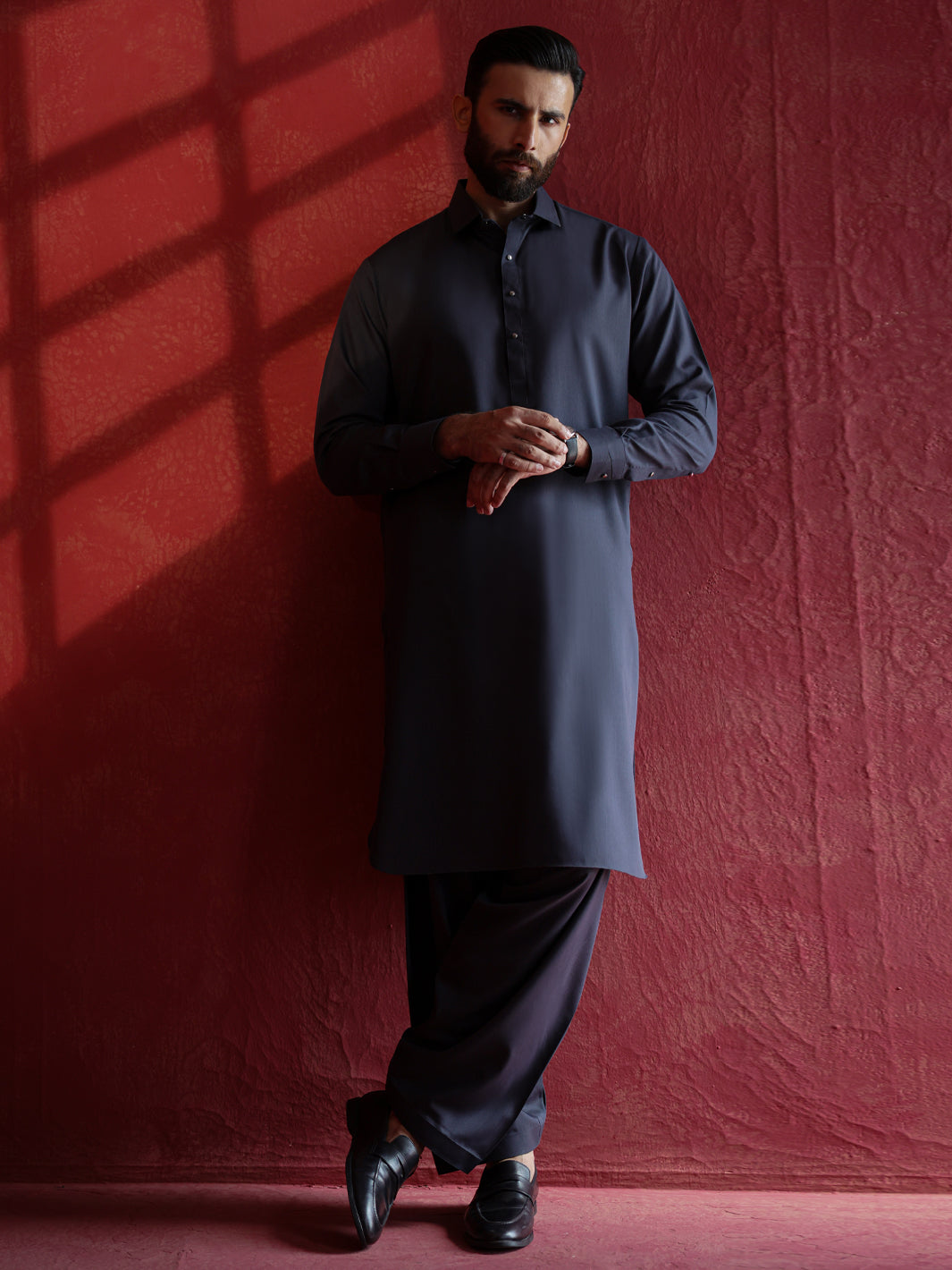 Dark Grey Kameez Shalwar - ALWA-KS-660