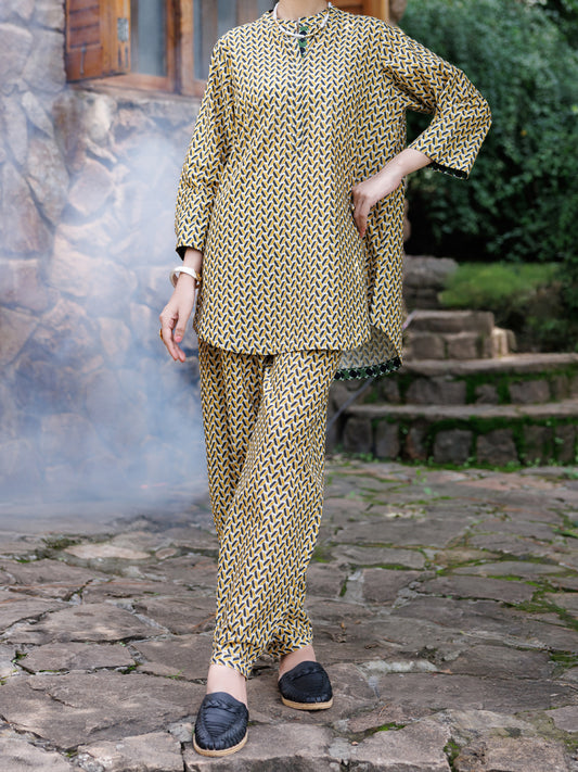 Mustard Cotton Co-Ord Set - AWP-2PS-SLKS-1053