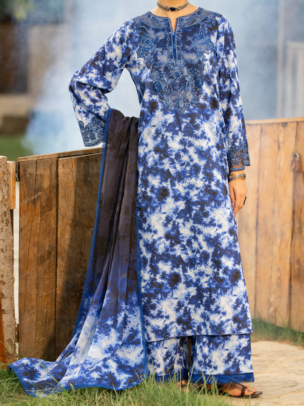 Blue Cambric 3Pc Stitched - AWP-3PS-939
