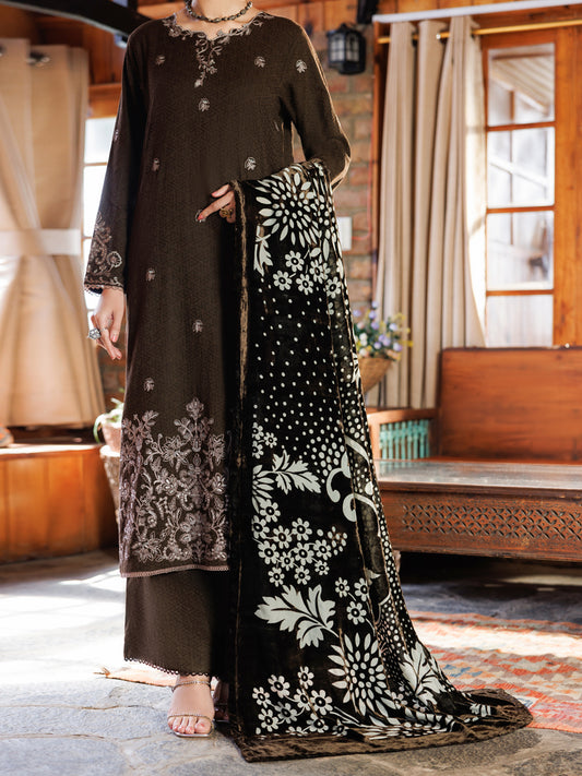 Mehndi Self Jacquard 3Pc Unstitched - AWP-3PS-1025