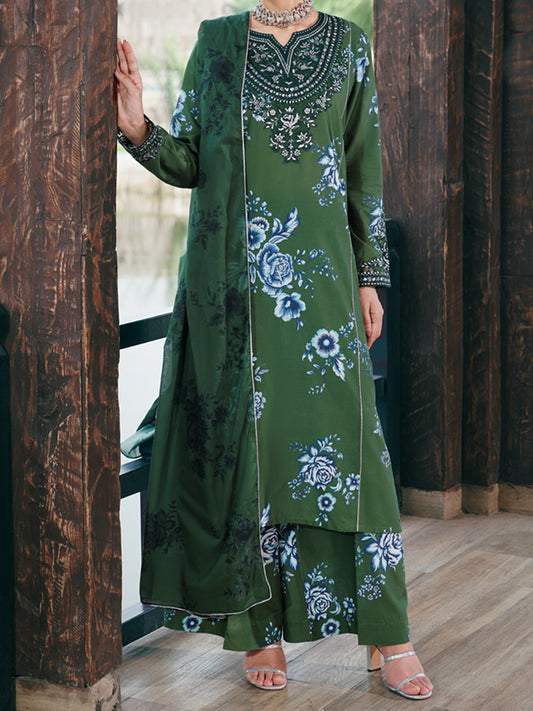 Green Cambric 3Pc Stitched - AWP-3PS-946