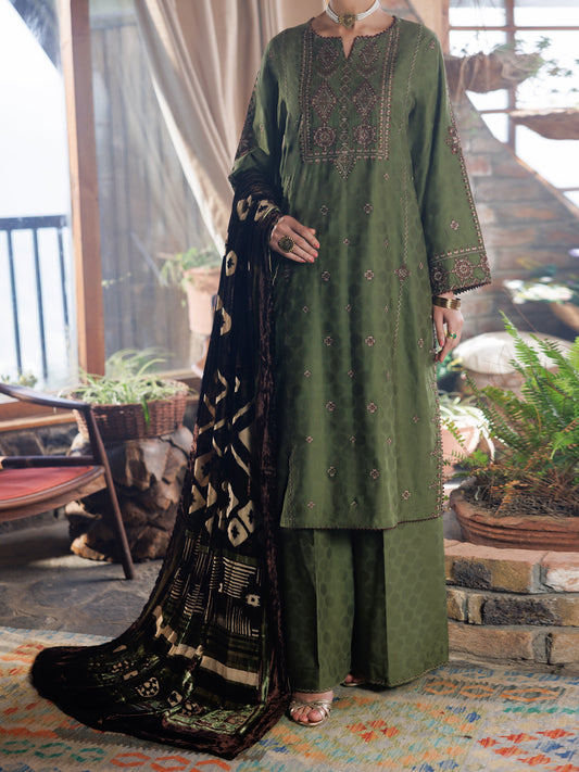 Light Green Self Jacquard 3Pc Stitched - AWP-3PS-1027