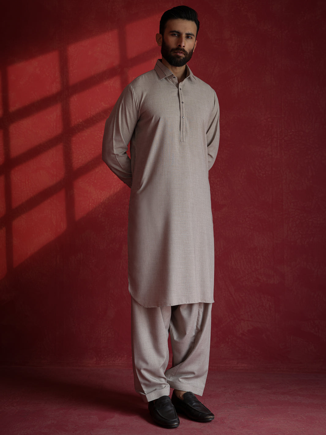 Sand Brown Kameez Shalwar - ALWA-KS-690