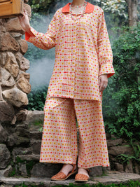 Peach Cotton Co-Ord Set - AWP-2PS-SLKS-1056