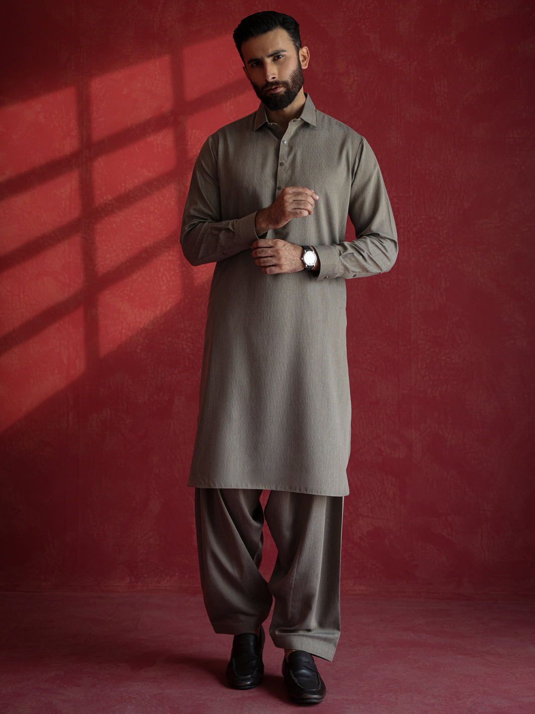 Light Brown Kameez Shalwar - ALWA-KS-658