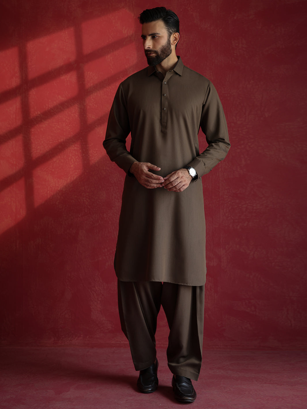 Brown Kameez Shalwar - ALWA-KS-659
