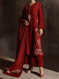Red Velvet Formal 3Pc Stitched - AL-3PS-LS-660