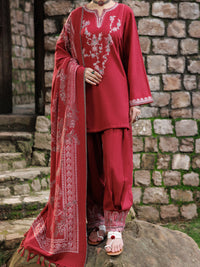 Pink Crosshatch 3Pc Stitched - AWP-3PS-1017