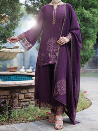 Purple Flamint Zari Formal 3Pc Stitched - AL-3PS-LS-689