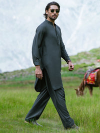 Dark Green Kameez Shalwar - AL-KS-3608