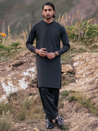 Grey Kameez Shalwar - AL-KS-3450