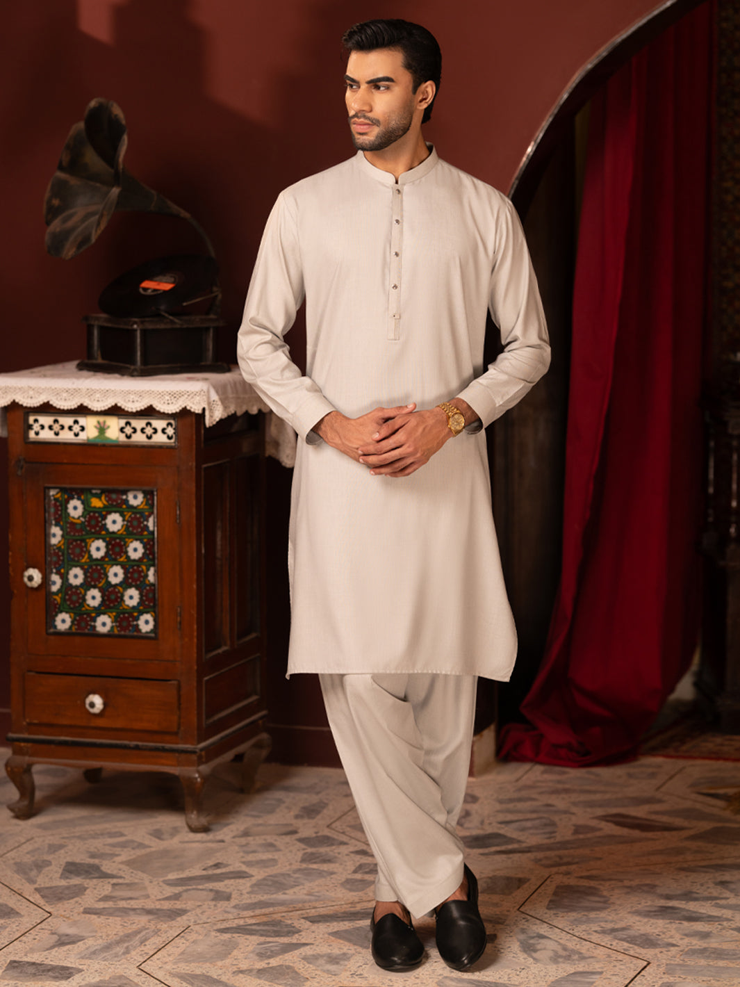Pastel Green Kameez Shalwar - front view