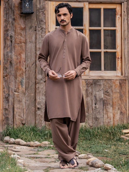 Brown Kameez Shalwar - AL-KS-3447