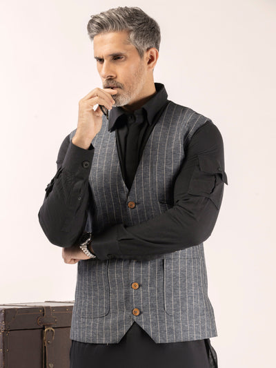 Blue Linen Waistcoat - ALCR-WC-013