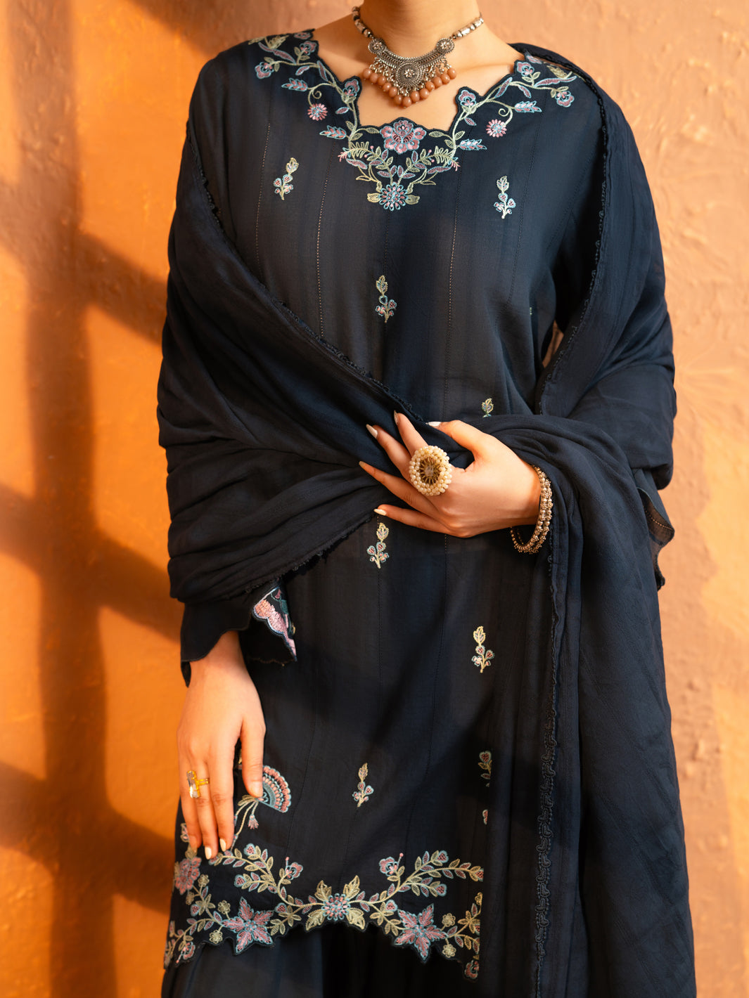 Blue Lino Kara Stitched 3Pc - AWP-3PS-963