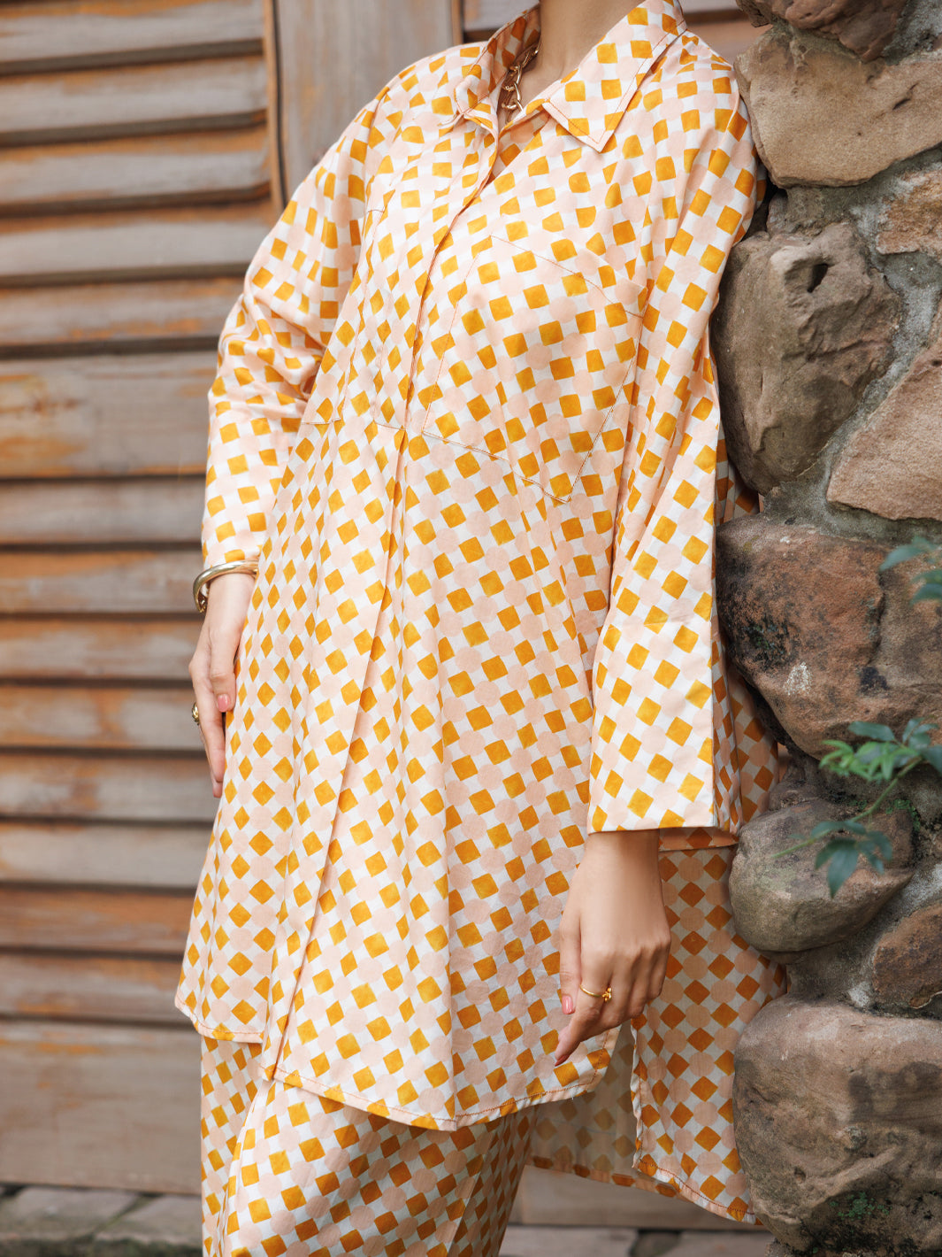 Mustard Cotton Co-Ord Set - AWP-2PS-SLKS-1060