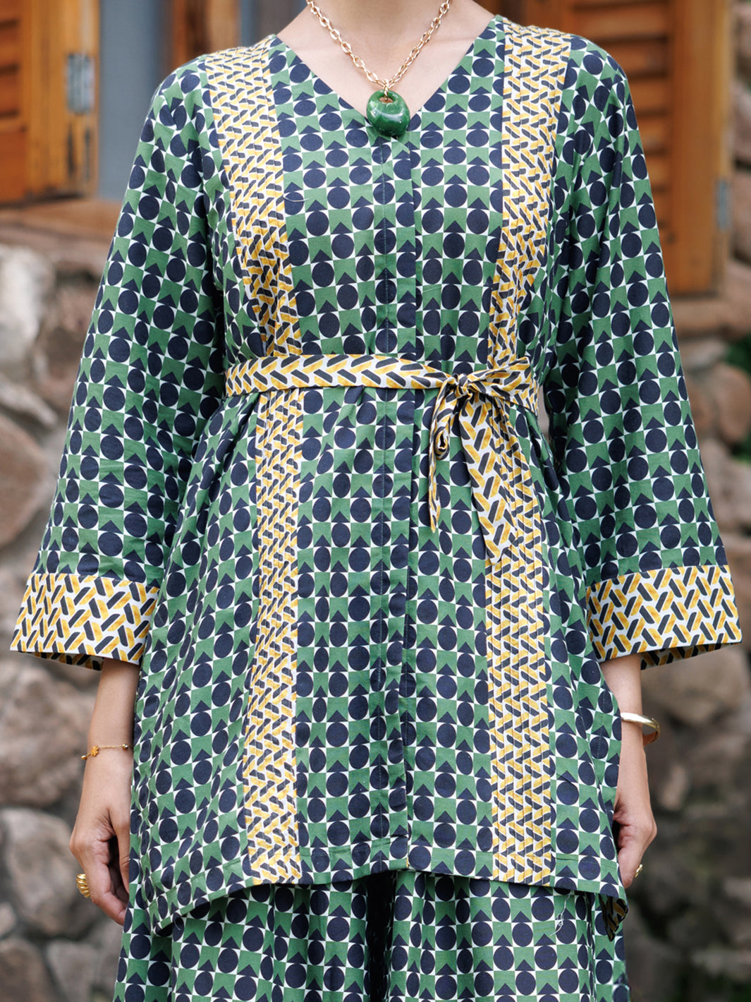 Green Cotton Co-Ord Set - AWP-2PS-SLKS-1052
