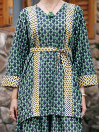 Green Cotton Co-Ord Set - AWP-2PS-SLKS-1052