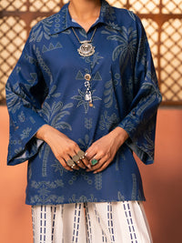 Blue Cotton Kurti - AWP-SLK-1097