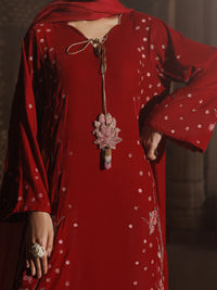 Red Velvet Formal 3Pc Stitched - AL-3PS-LS-660
