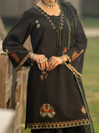 Black Cotton Lawn 3Pc Stitched - AWP-3PS-955A