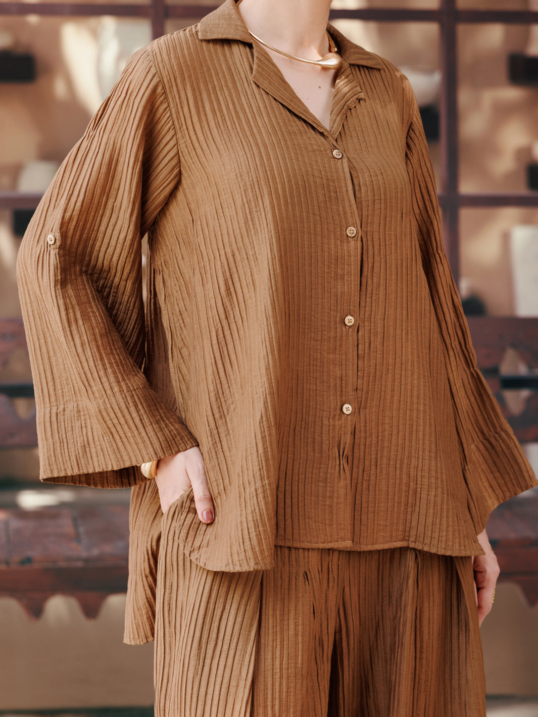 Brown Crushed 2Pc Stitched - AWP-2PS-LKS-1067
