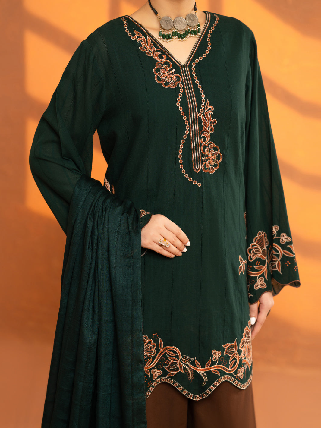 Green Cotton Dobby 3Pc Stitched - AWP-3PS-962