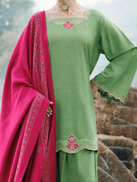 Parrot Green Cotton Slub Stitched 3Pc - AWP-3PS-970