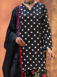 Black Cotton Cambric 3Pc Stitched - AWP-3PS-932