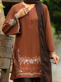 Brown Cotton Lawn 3Pc Stitched - AWP-3PS-954