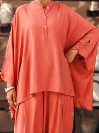 Peach Poly Slub 2Pc Stitched - AWP-2PS-LKS-1069