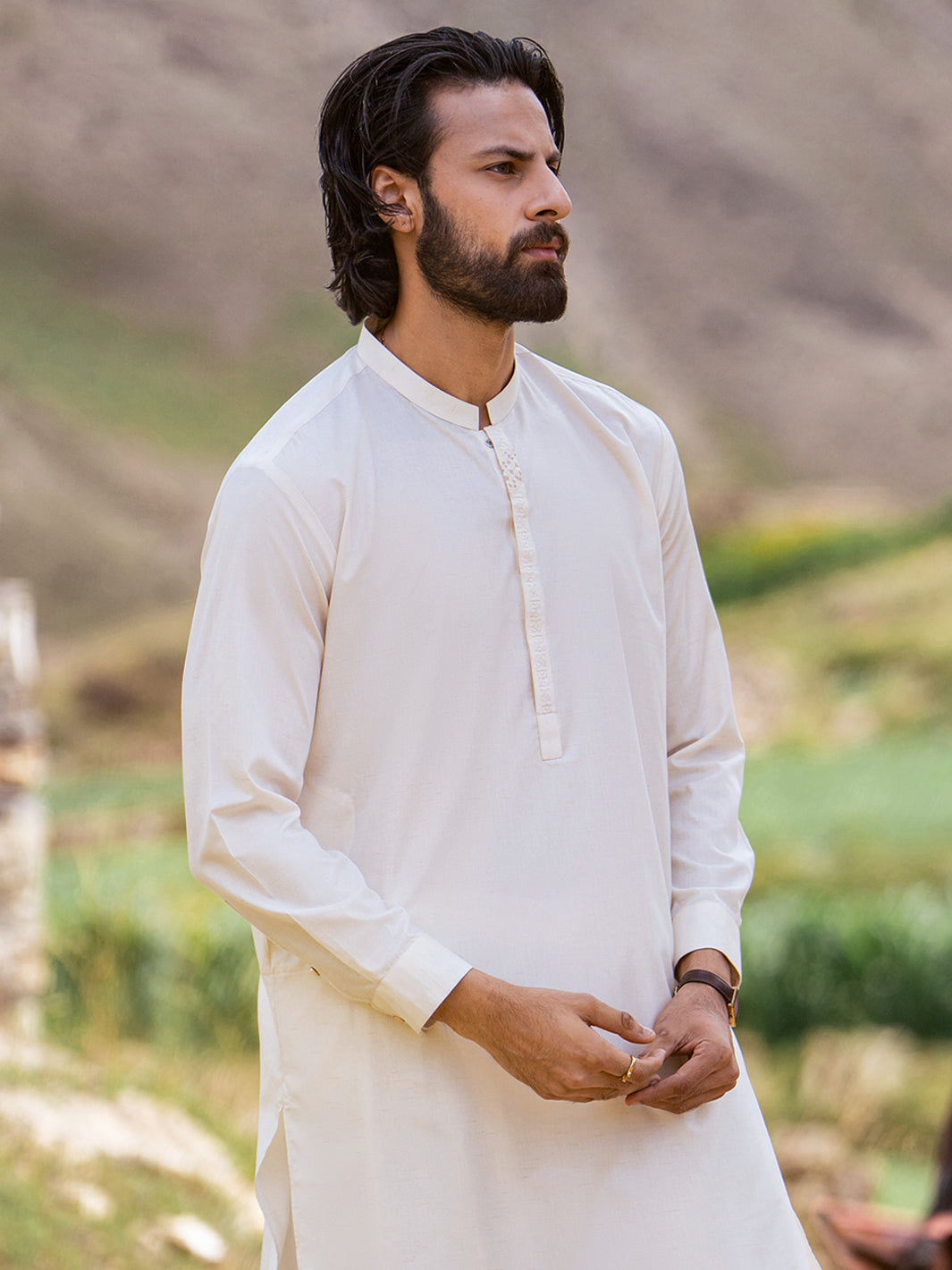 Off White Kameez Shalwar - AL-KS-3393