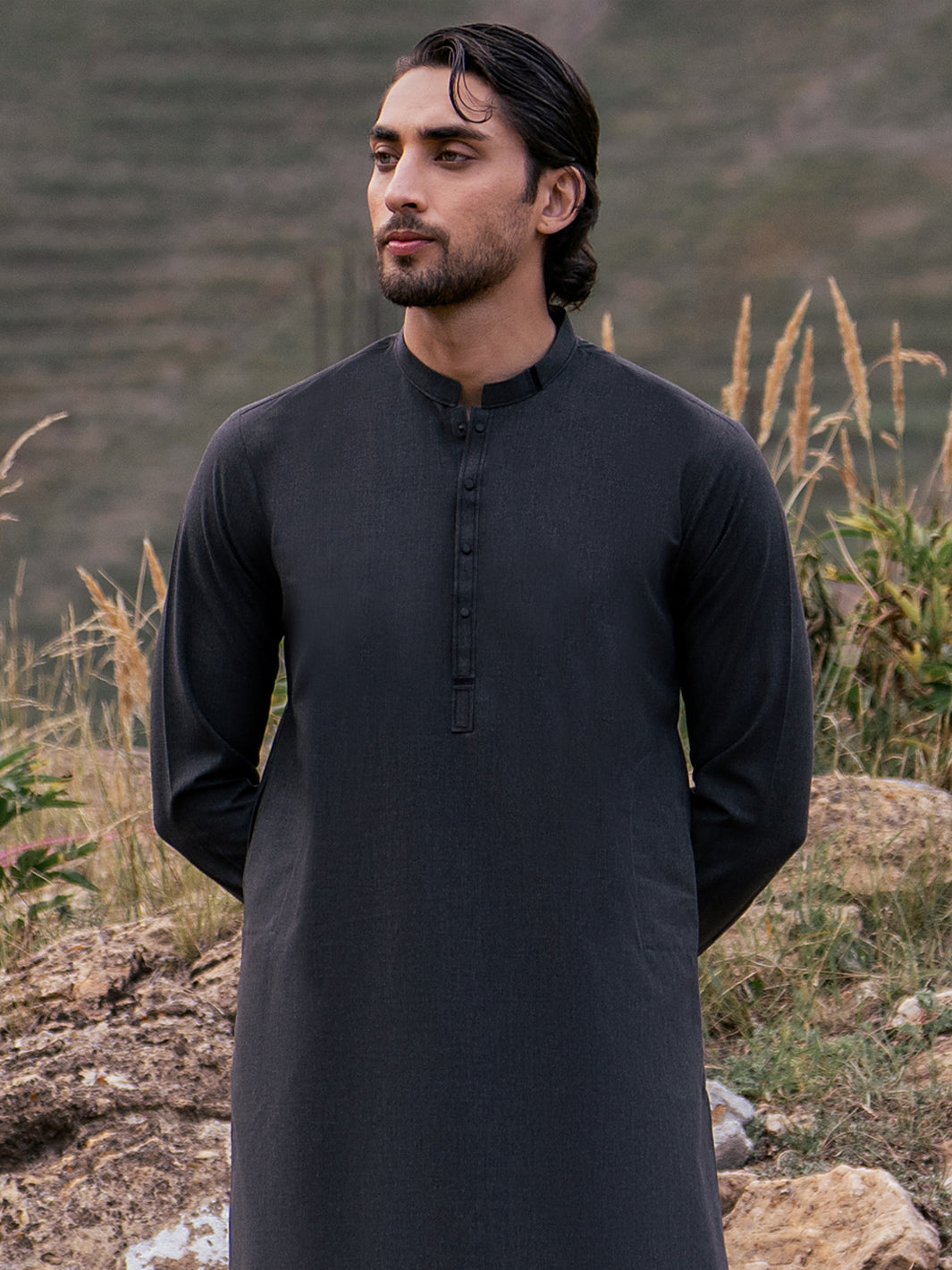 Grey Kameez Shalwar - AL-KS-3450