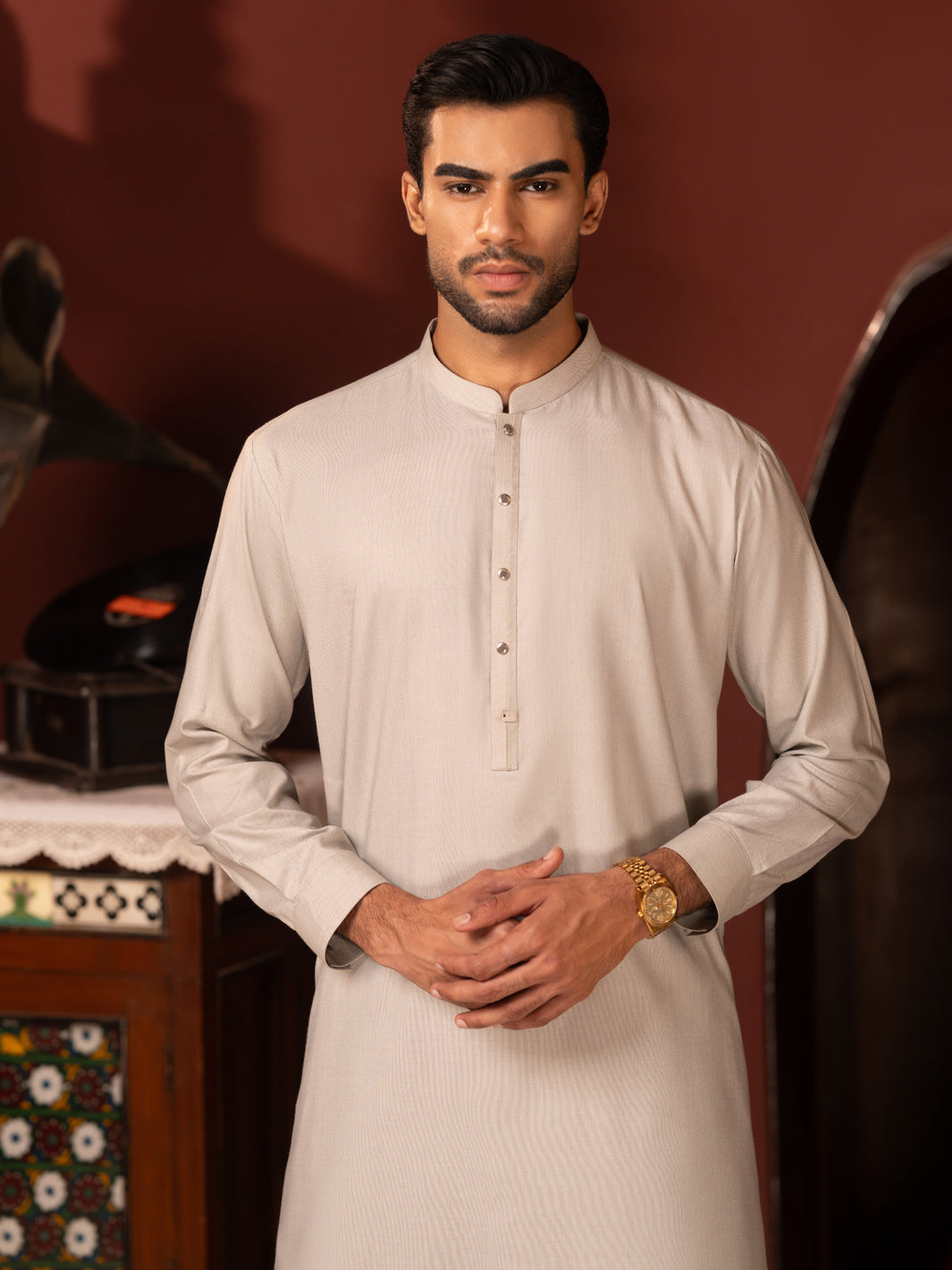 Pastel Green Kameez Shalwar - half pose