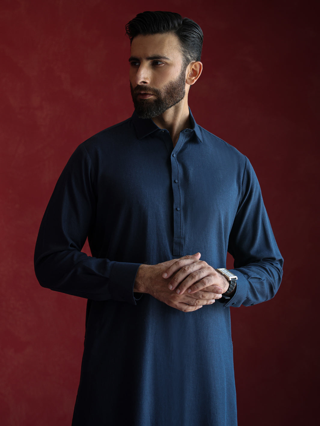 Navy Blue Kameez Shalwar - ALWA-KS-685