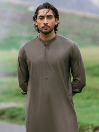 Olive Brown Kameez Shalwar - AL-KS-3441