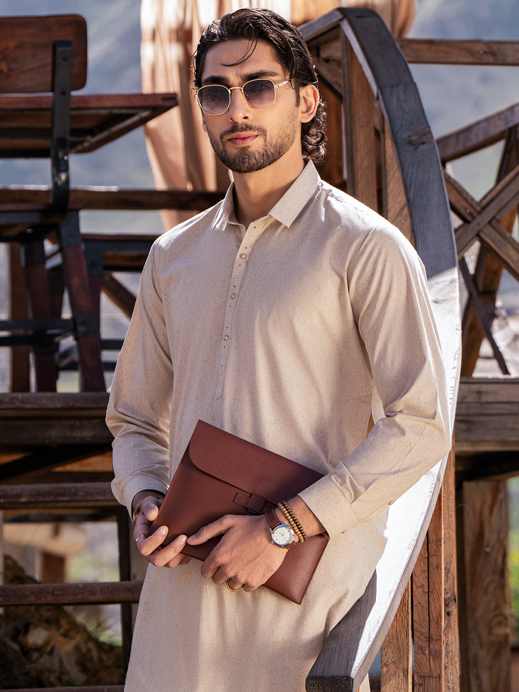 Beige Kameez Shalwar - AL-KS-3388