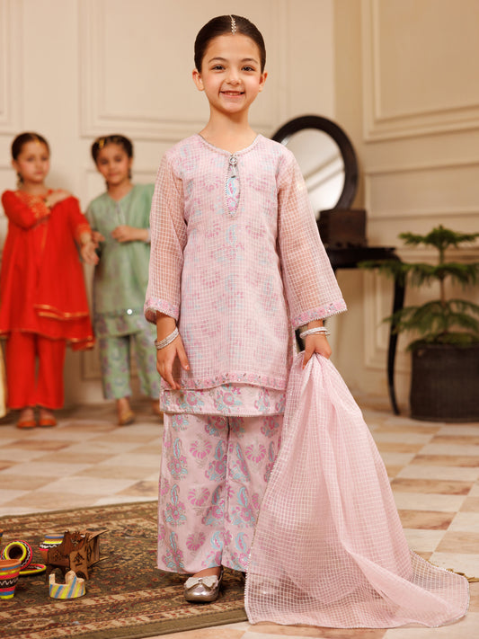 Light Purple Square Organza Formal 3Pc Stitched - ALGR-3PS-LS-021