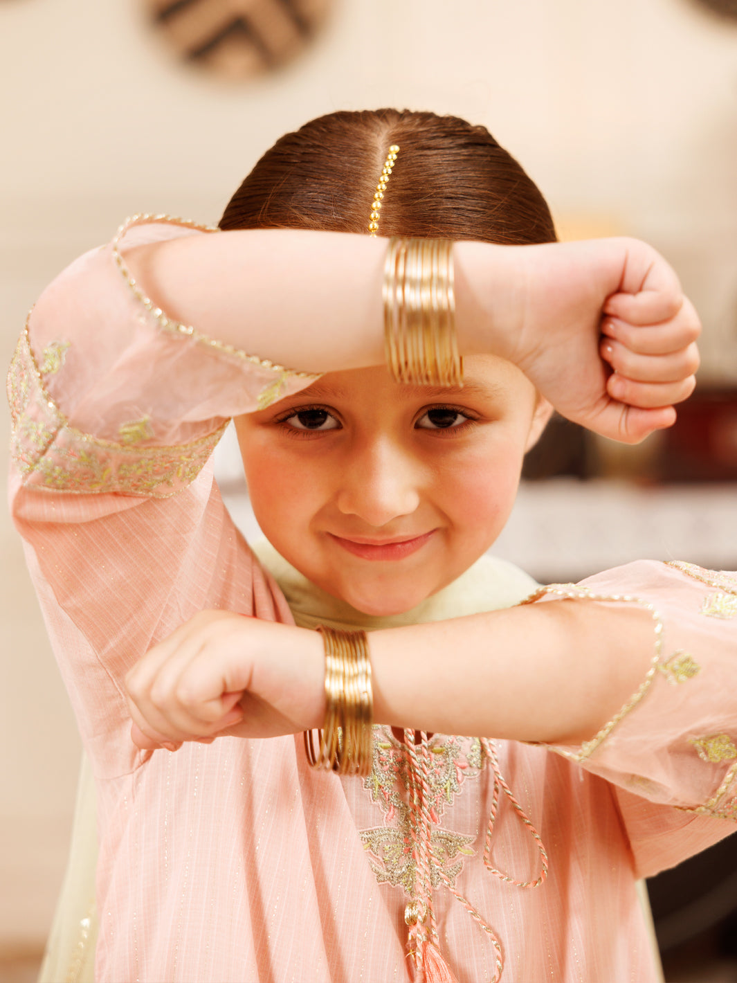 Light Pink Cotton Lurex Formal 3Pc Stitched - ALGR-3PS-LS-024